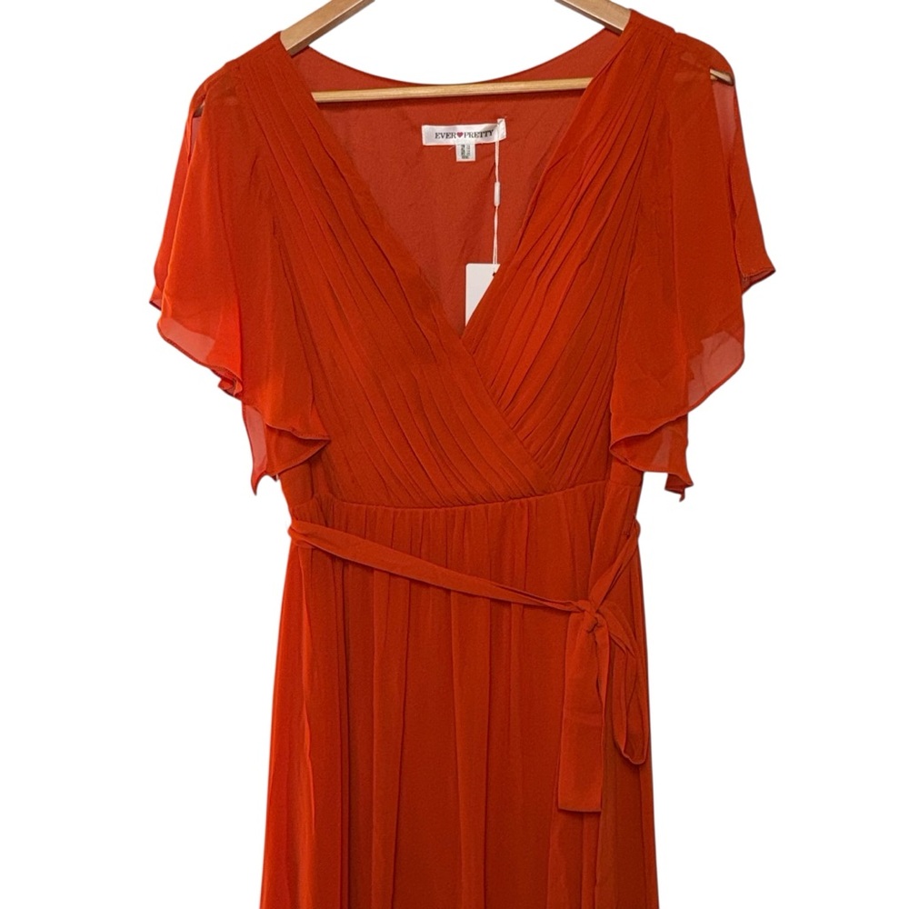EVER PRETTY ever LEORA A-Line Pleated Tie-Waist Evening Dress Size 14 NWT - Picture 7 of 14